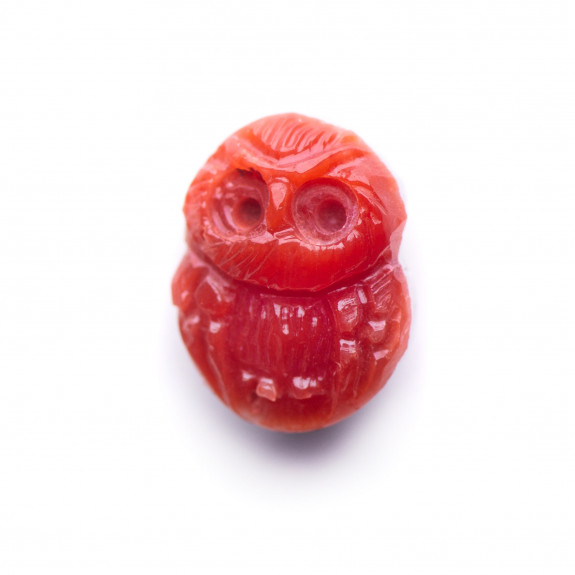 CHARM GUFO IN CORALLO ROSSO