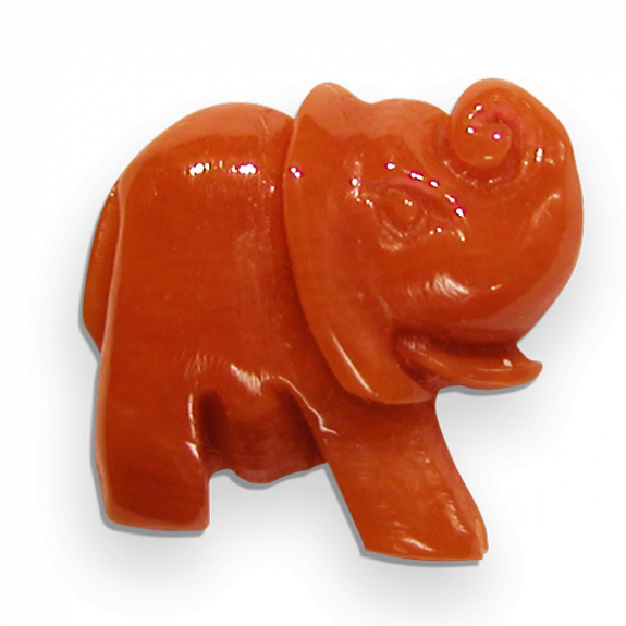 SPILLA ELEFANTE IN CORALLO ROSSO